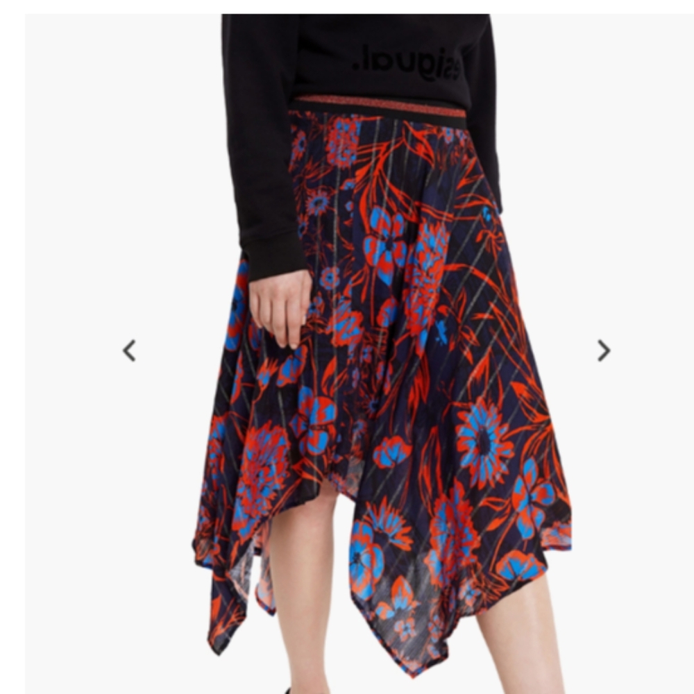 NWT Desigual Women's Falda Itaca Skirt Multi Color Handkerchief Style Size Small - Picture 15 of 15